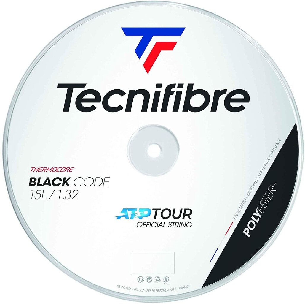 Tenisa raķešu stīgas Tecnifibre BLACK CODE 200m, 1.32mm, Melnā krāsa cena un informācija | Āra tenisa preces | 220.lv