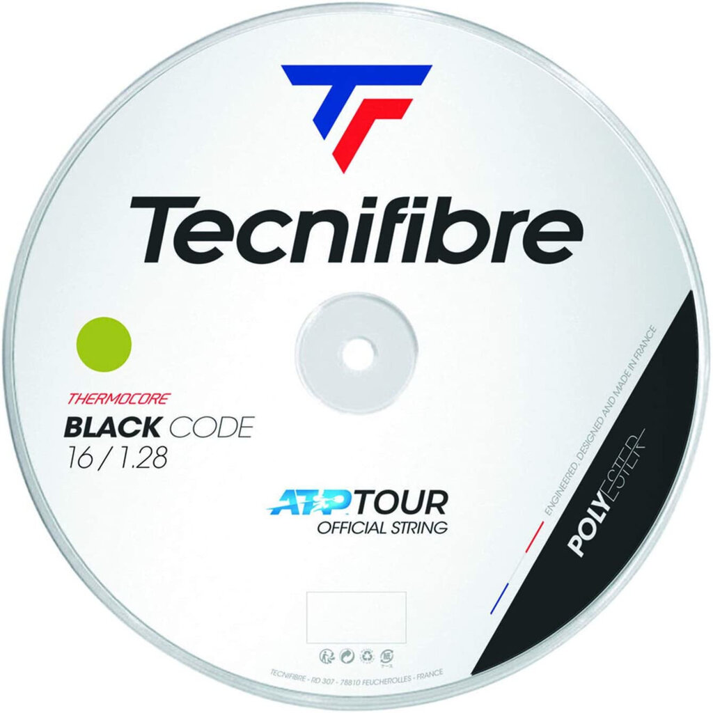 Tenisa raķešu stīgas Tecnifibre BLACK CODE 200m, 1.28mm, Laima krāsa cena un informācija | Āra tenisa preces | 220.lv