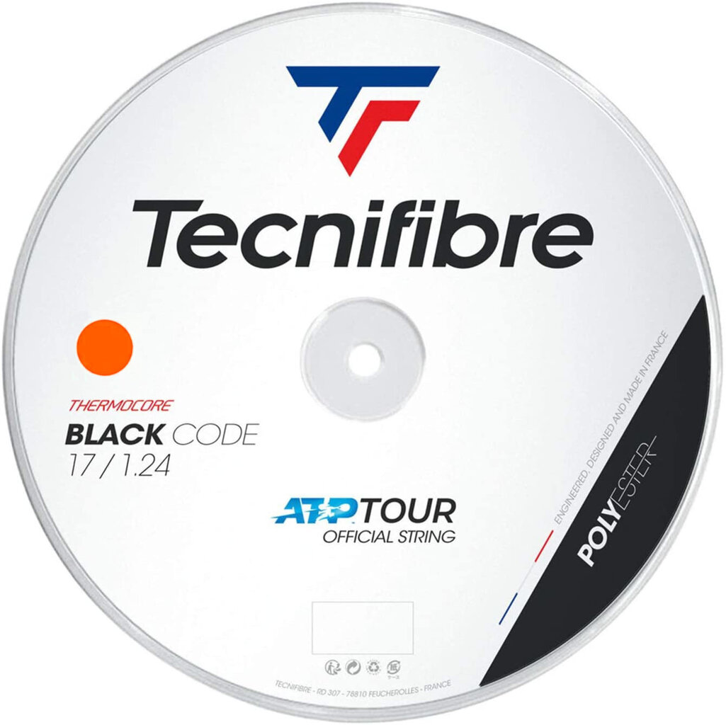 Tenisa stīgas Tecnifibre BLACK CODE 200m, 1.24mm, Oranžā krāsa cena un informācija | Āra tenisa preces | 220.lv