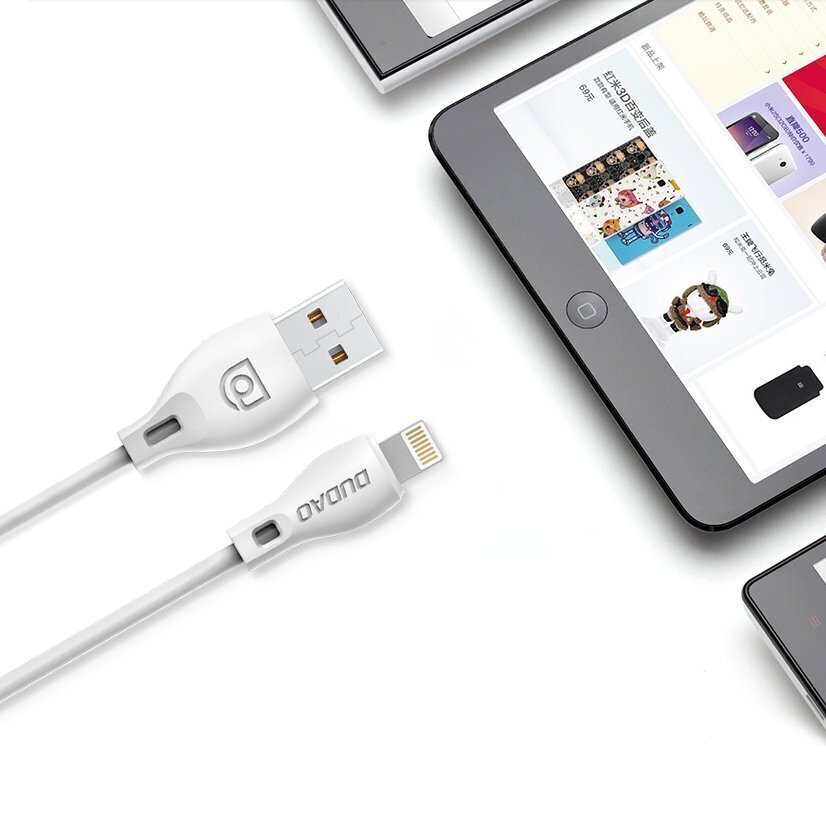 Dudao USB / Lightning data charging cable 2.4A 1m white (L4L 1m white) цена и информация | Savienotājkabeļi | 220.lv