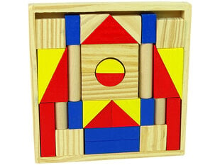 Набор цветных деревянных блоков цена и информация | Конструкторы и кубики | 220.lv