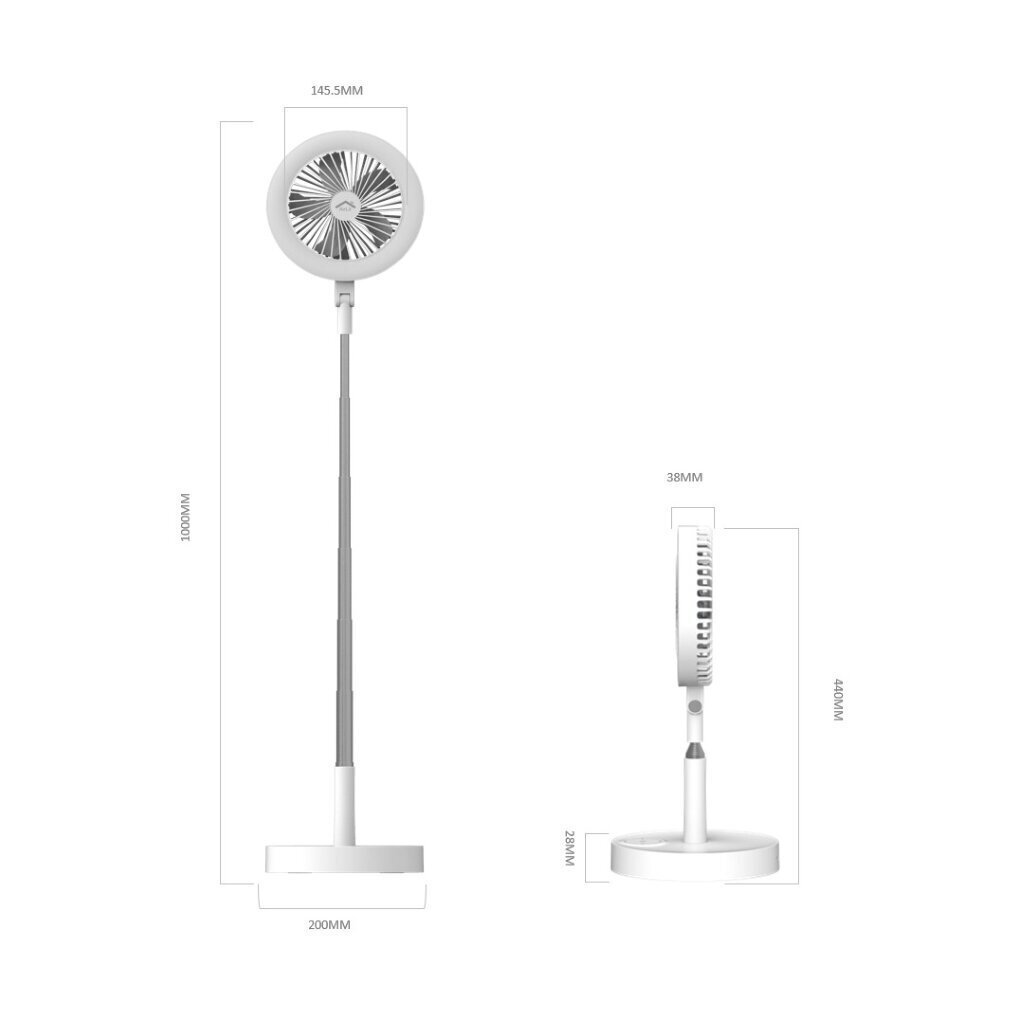 Pārnēsājams viedais ventilators, gaisma un spogulis GeoSmartPro AirLit ALF01GB cena un informācija | Ventilatori | 220.lv