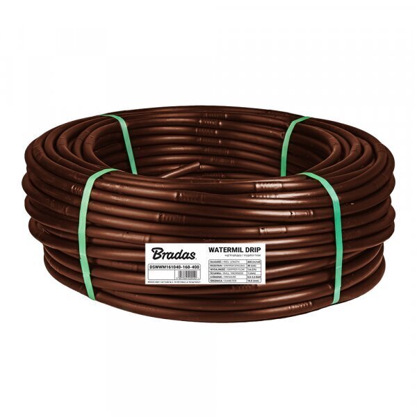 Pilienu laistīšanas šļūtene Bradas WATERMIL DRIP BROWN, 100 m (16 / 1,0mm / 40cm / 1,6l/h) цена и информация | Laistīšanas sistēmas | 220.lv