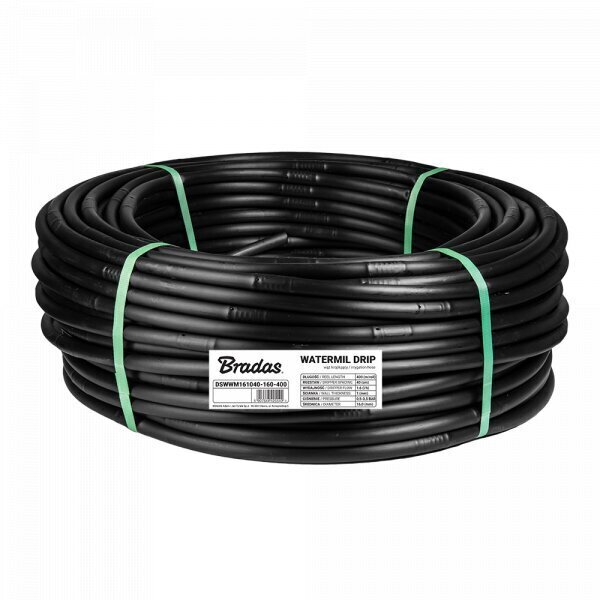 Pilienu laistīšanas šļūtene Bradas WATERMIL DRIP, 100 m (16 / 1,0mm / 60cm / 1,6l/h) цена и информация | Laistīšanas sistēmas | 220.lv