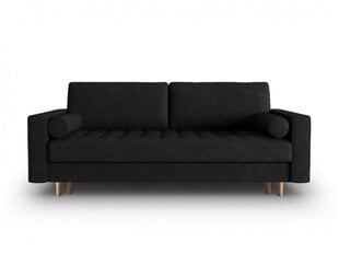Trīsvietīgs mākslīgās ādas dīvāns Micadoni Home Gobi, melns cena un informācija | Dīvāni | 220.lv