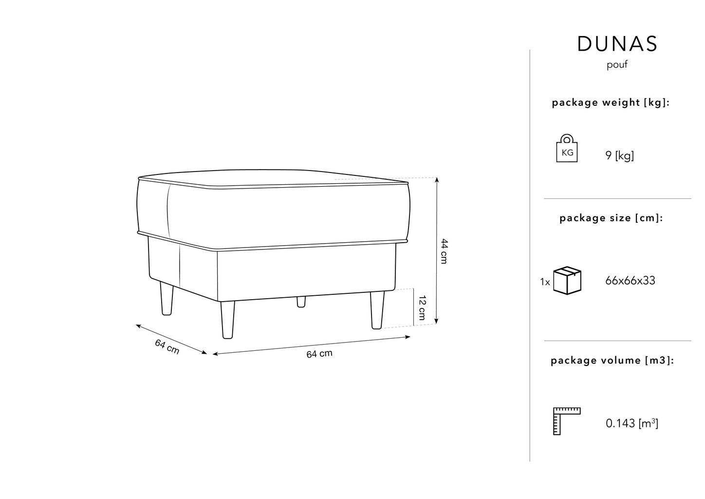 Pufs Micadoni Home Dunas, sarkans/melns cena un informācija | Sēžammaisi, pufi | 220.lv