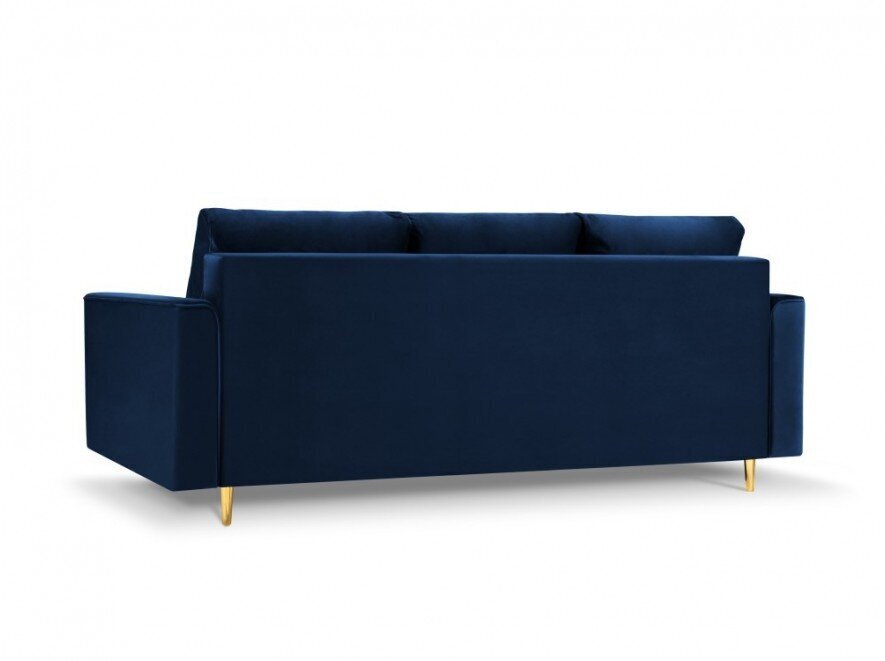 Trīsvietīgs velūra dīvāns Micadoni Home Leona, zils/zeltainas krāsas цена и информация | Dīvāni | 220.lv