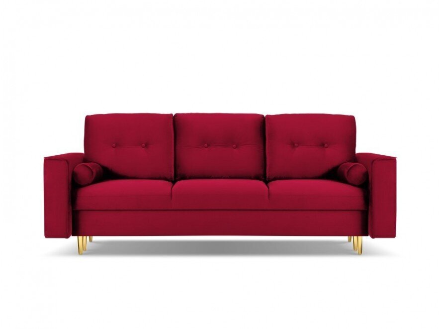 Trīsvietīgs velūra dīvāns Micadoni Home Leona, sarkans/zeltainas krāsas cena un informācija | Dīvāni | 220.lv