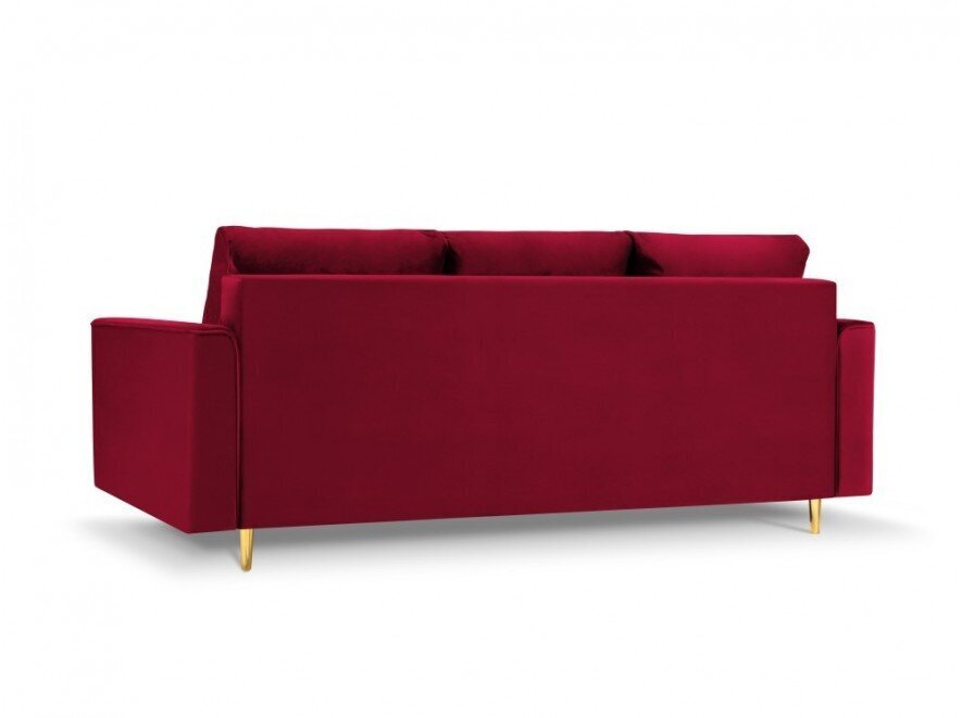 Trīsvietīgs velūra dīvāns Micadoni Home Leona, sarkans/zeltainas krāsas cena un informācija | Dīvāni | 220.lv