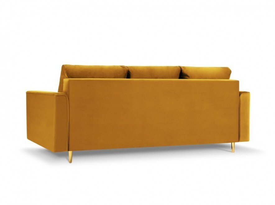 Trīsvietīgs velūra dīvāns Micadoni Home Leona, dzeltens/zeltainas krāsas cena un informācija | Dīvāni | 220.lv