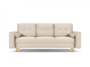 Trīsvietīgs velūra dīvāns Micadoni Home Leona, smilškrāsas/zeltainas krāsas cena un informācija | Dīvāni | 220.lv