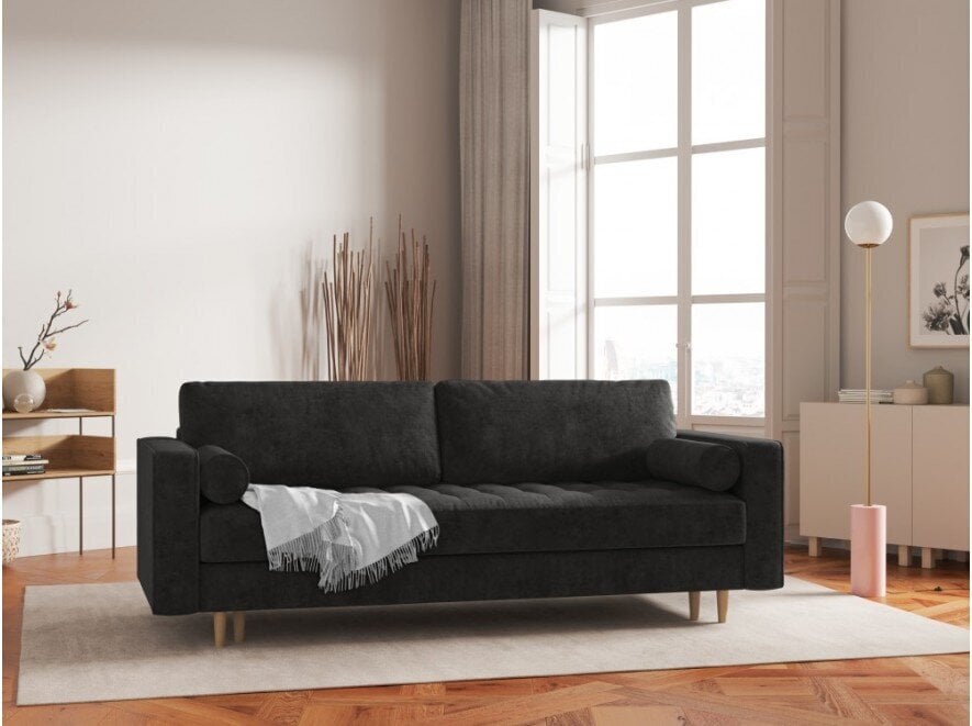 Trīsvietīgs dīvāns Micadoni Home Gobi, melns цена и информация | Dīvāni | 220.lv
