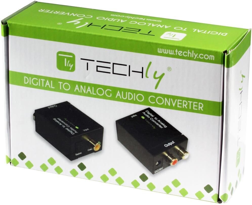 Audio signāla pārveidotājs Techly Toslink SPDIF koaksiālais uz analogo RCA L / R цена и информация | Adapteri un USB centrmezgli | 220.lv