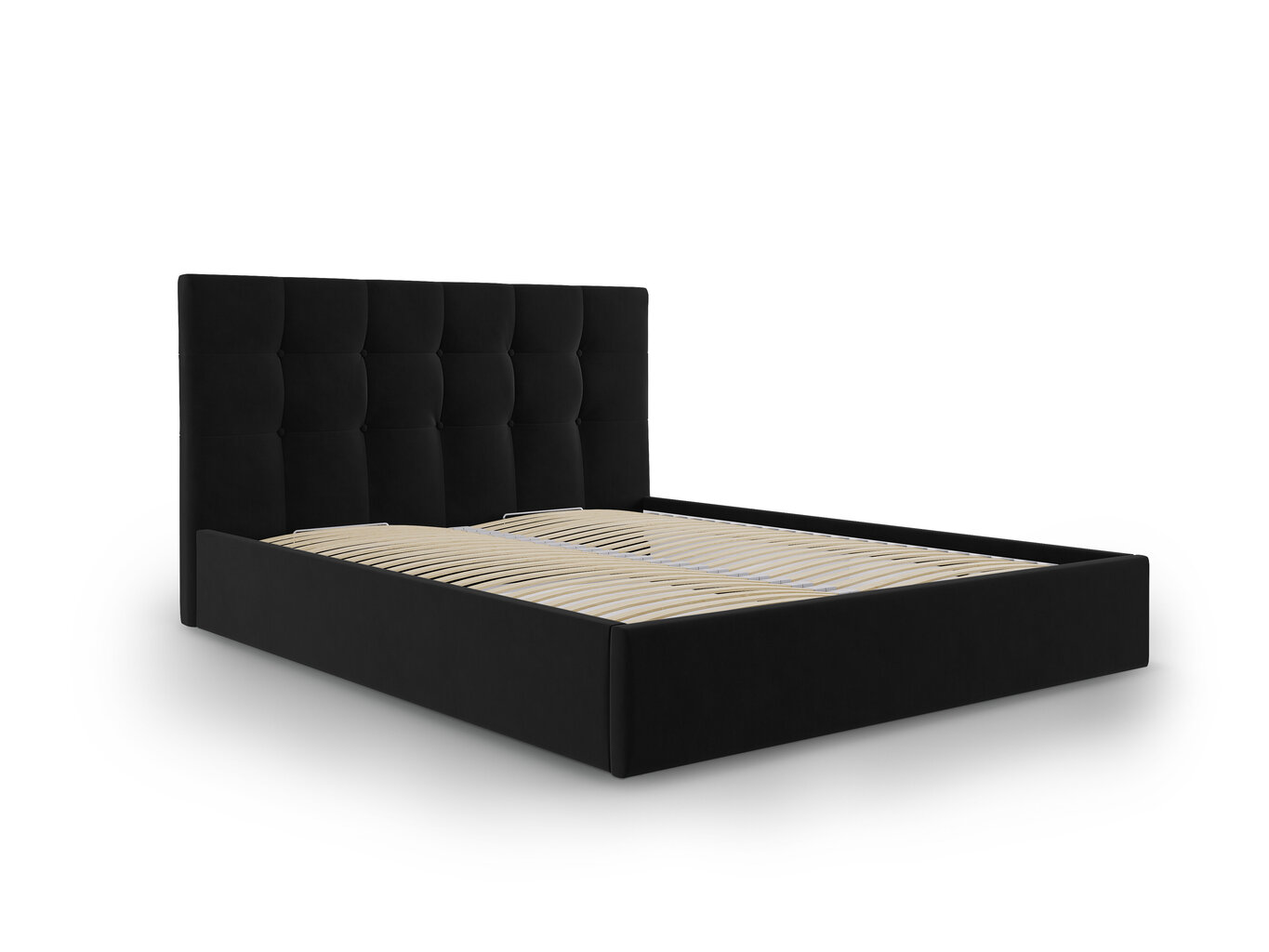 Velūra gulta Micadoni Home Phaedra 180x200 cm, melna cena un informācija | Gultas | 220.lv