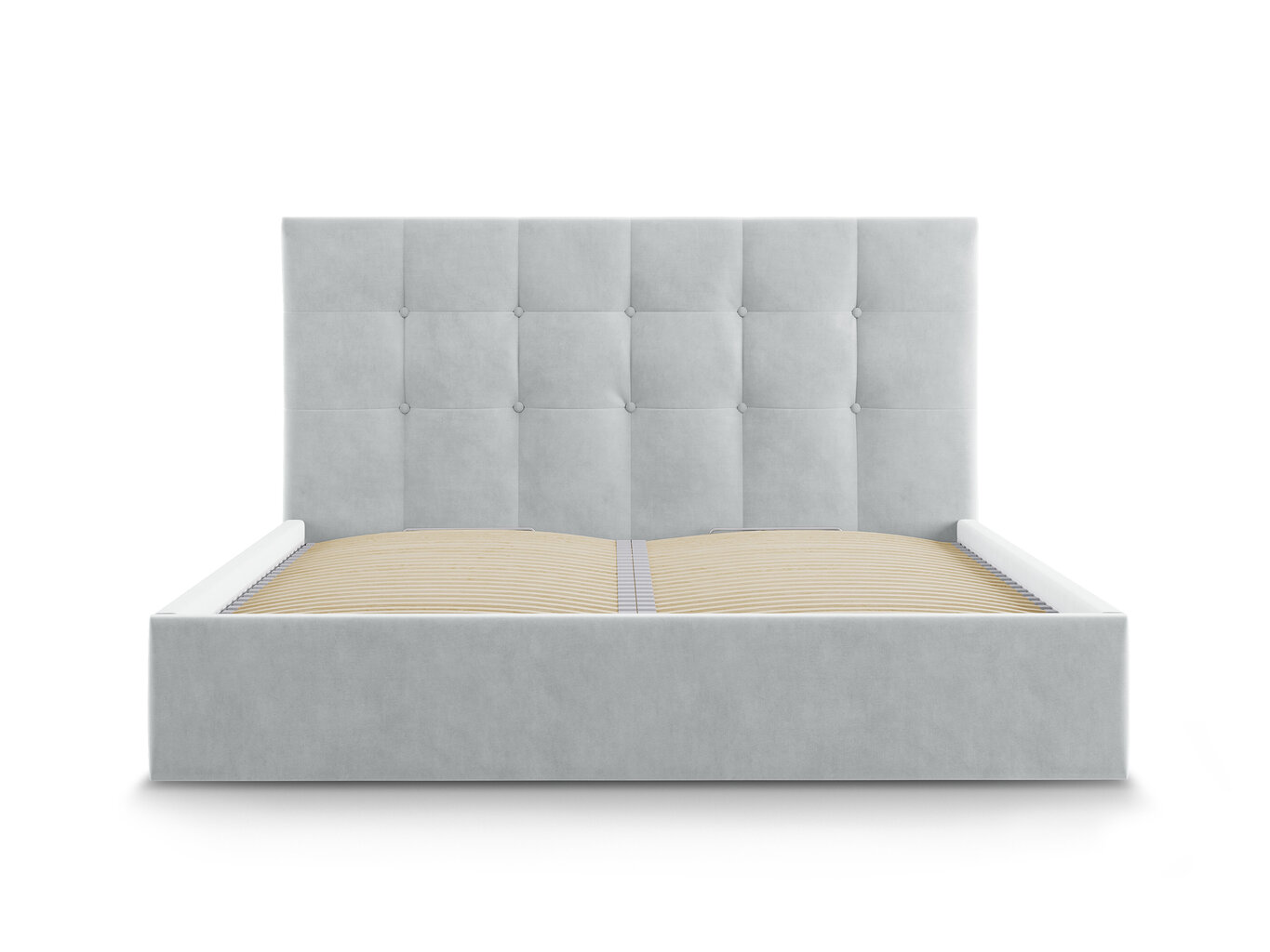Velūra gulta Micadoni Home Phaedra 160x200 cm, gaiši pelēka cena un informācija | Gultas | 220.lv