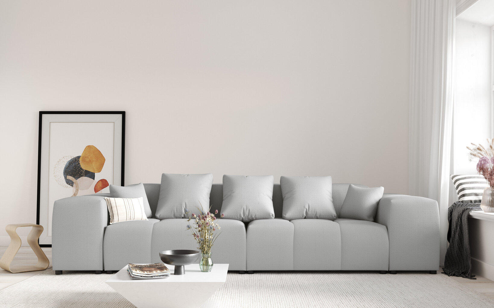 Trīsvietīgs dīvāns Micadoni Home Margo, gaiši pelēks cena un informācija | Dīvāni | 220.lv