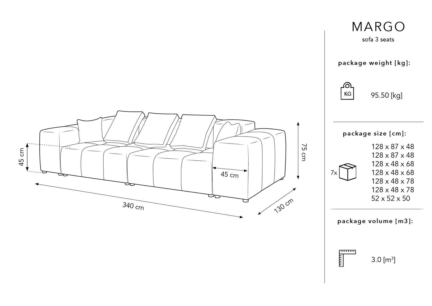 Trīsvietīgs velūra dīvāns Micadoni Home Margo, melns cena un informācija | Dīvāni | 220.lv