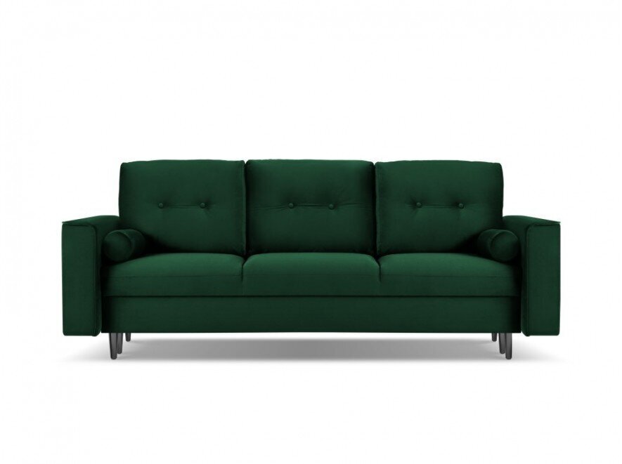 Trīsvietīgs velūra dīvāns Micadoni Home Leona, tumši zaļš/melns цена и информация | Dīvāni | 220.lv