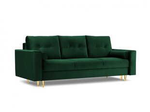 Trīsvietīgs velūra dīvāns Micadoni Home Leona, tumši zaļš/zeltainas krāsas cena un informācija | Dīvāni | 220.lv
