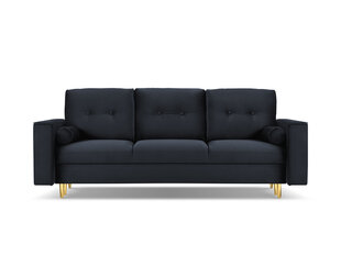 Trīsvietīgs velūra dīvāns Micadoni Home Leona, tumši zils/zeltainas krāsas cena un informācija | Dīvāni | 220.lv
