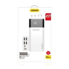 Внешний аккумулятор Dudao 4x USB 30000mAh LCD 4A белый (K8Max белый) цена и информация | Зарядные устройства Power bank | 220.lv