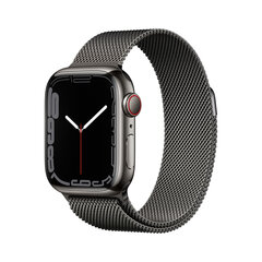 Viedpulkstenis Apple Watch Series 7 (GPS + Cellular LV, 45mm) Graphite nerūsējošā tērauda korpuss ar grafīta krāsas Milanese siknsiņu cena un informācija | Viedpulksteņi (smartwatch) | 220.lv