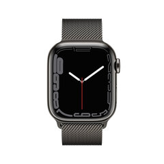 Viedpulkstenis Apple Watch Series 7 (GPS + Cellular LV, 45mm) Graphite nerūsējošā tērauda korpuss ar grafīta krāsas Milanese siknsiņu cena un informācija | Viedpulksteņi (smartwatch) | 220.lv