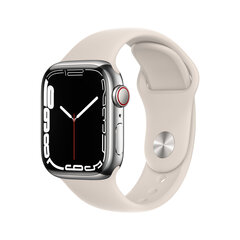 Viedpulkstenis Apple Watch Series 7 (GPS + Cellular LV, 41mm) Silver nerūsējošā tērauda korpuss ar Starlight sporta siksniņu cena un informācija | Viedpulksteņi (smartwatch) | 220.lv