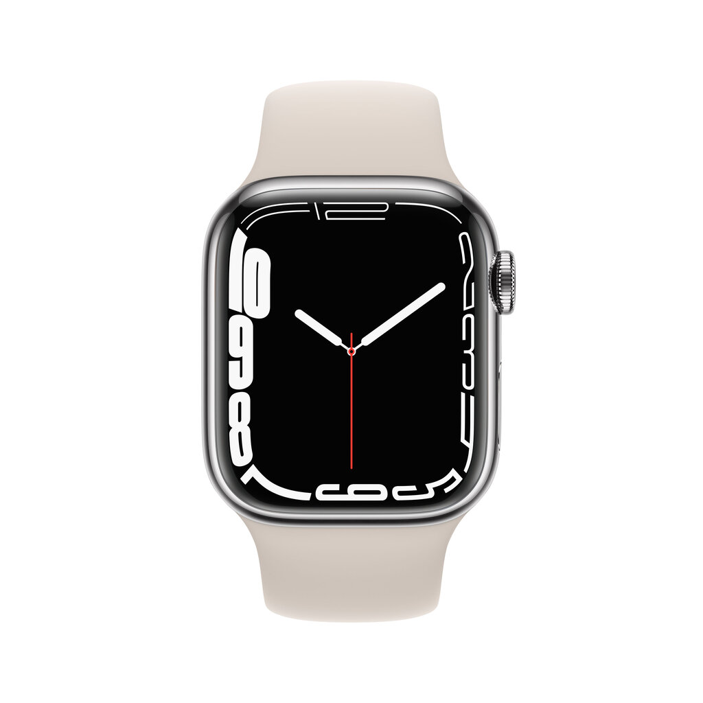 Viedpulkstenis Apple Watch Series 7 (GPS + Cellular LV, 41mm) Silver nerūsējošā tērauda korpuss ar Starlight sporta siksniņu цена и информация | Viedpulksteņi (smartwatch) | 220.lv