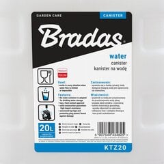 Ūdens kanna Bradas, 20 L, ar krānu cena un informācija | Laistīšanas sistēmas | 220.lv