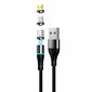 Setty USB magnētiskais kabelis 1m 2A, melns neilons cena un informācija | Savienotājkabeļi | 220.lv