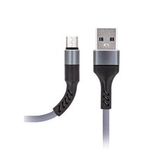 Maxlife MXUC-01 cable USB - microUSB 1,0 m 2A grey nylon цена и информация | Кабели для телефонов | 220.lv