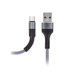 Maxlife MXUC-01 kabelis USB - microUSB 1,0 m 2A, pelēks neilons цена и информация | Кабели для телефонов | 220.lv