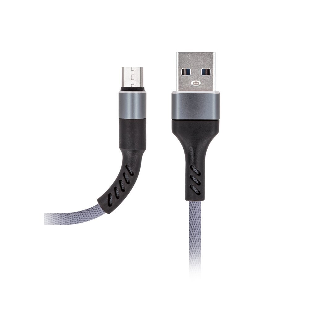 Maxlife MXUC-01 kabelis USB - microUSB 1,0 m 2A, pelēks neilons cena un informācija | Savienotājkabeļi | 220.lv