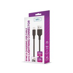 Setty cable USB - Lightning 3,0 m 2A black NEW цена и информация | Кабели для телефонов | 220.lv