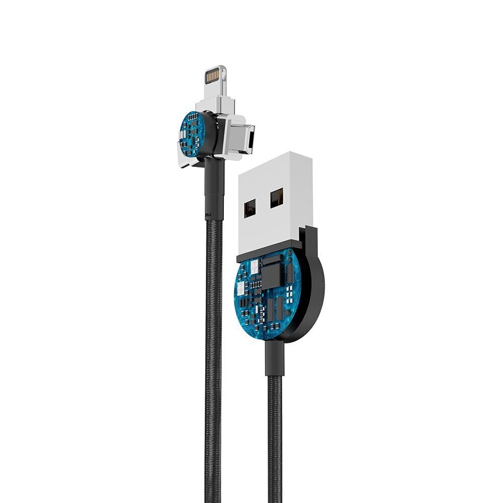 Forever Core 3in1 magnētiskais kabelis USB - Lightning + USB-C + microUSB 1,0 m 2,5A, melns cena un informācija | Savienotājkabeļi | 220.lv
