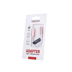 Forever adapter audio USB-C - jack 3,5mm, rozā cena un informācija | Savienotājkabeļi | 220.lv
