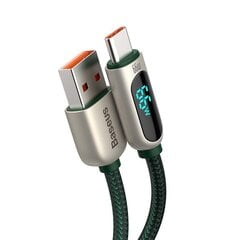 Baseus Display Cable USB to Type-C, 66W, 2m (green) цена и информация | Кабели для телефонов | 220.lv
