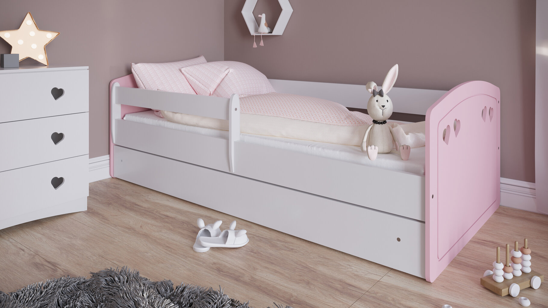 Bērnu gulta ar matraci Kocot Kids Julia, 80x180 cm, rozā/balta цена и информация | Bērnu gultas | 220.lv