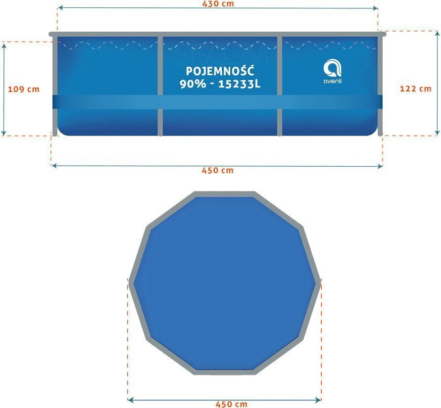 Karkasa āra baseins, 450x112 cm, ar piederumiem cena un informācija | Baseini | 220.lv