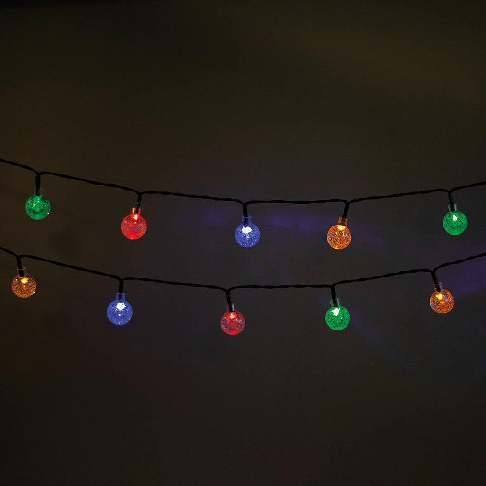 String Light Saules LED KRISTĀLA Bumbas SCB61 6,5m 30 bumbiņas daudzkrāsainas ar 8 funkcijām cena un informācija | Ziemassvētku lampiņas, LED virtenes | 220.lv