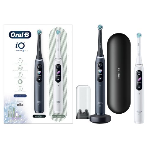 Oral-B iO8 Series Duo Pack Black Onyx /White cena un informācija | Elektriskās zobu birstes | 220.lv