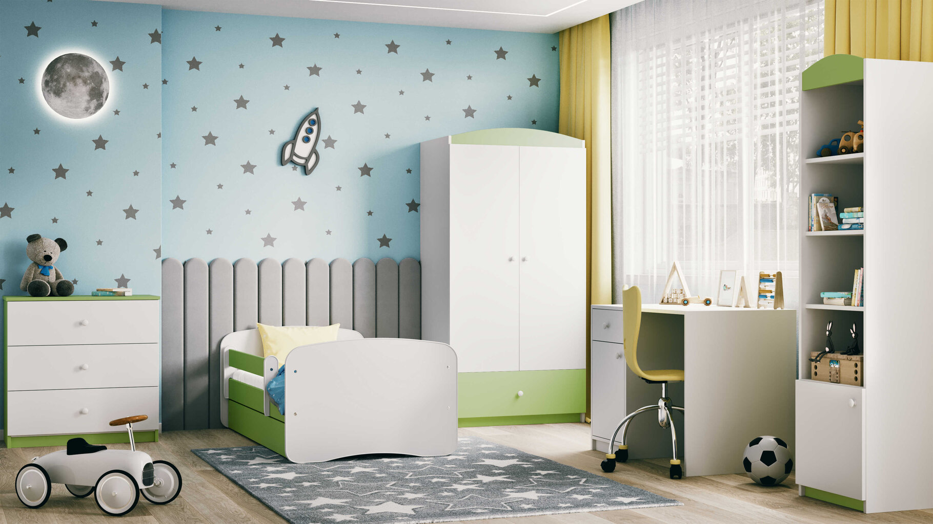 Bērnu gulta ar matraci Kocot Kids Babydreams, 80x160 cm, zaļa cena un informācija | Bērnu gultas | 220.lv