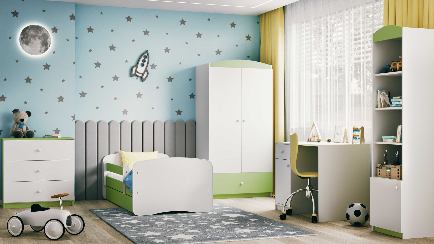 Bērnu gulta Kocot Kids Babydreams, 70x140 cm, zaļa cena un informācija | Bērnu gultas | 220.lv