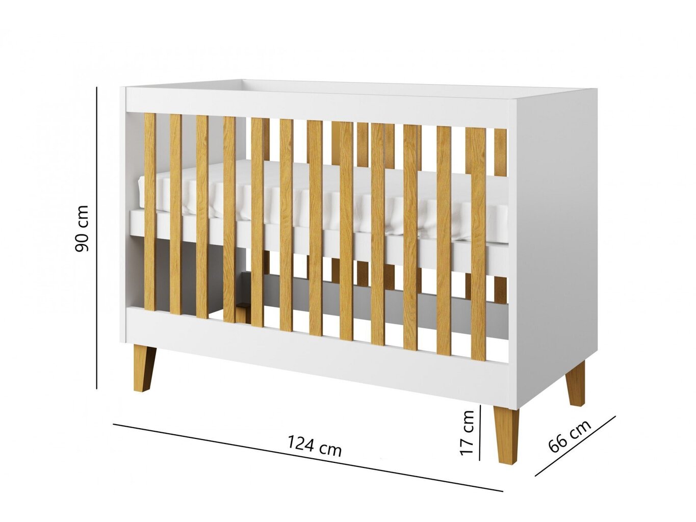 Bērnu gultiņa Kocot Kids Kubi, 60x120 cm, balta cena un informācija | Zīdaiņu gultas | 220.lv