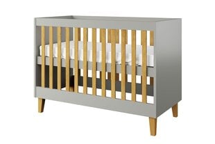 Bērnu gultiņa Kocot Kids Kubi, 60x120 cm, pelēka cena un informācija | Zīdaiņu gultas | 220.lv