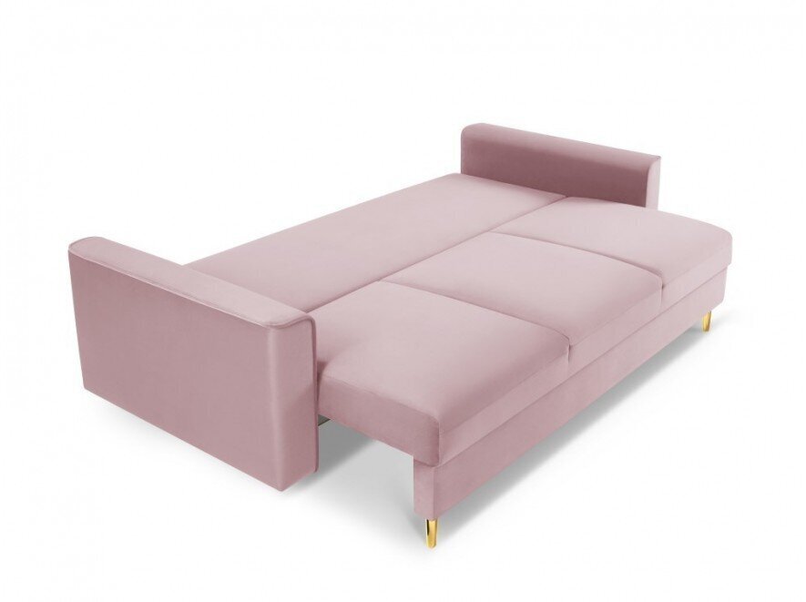 Trīsvietīgs velūra dīvāns Micadoni Home Leona, violets/zeltainas krāsas cena un informācija | Dīvāni | 220.lv