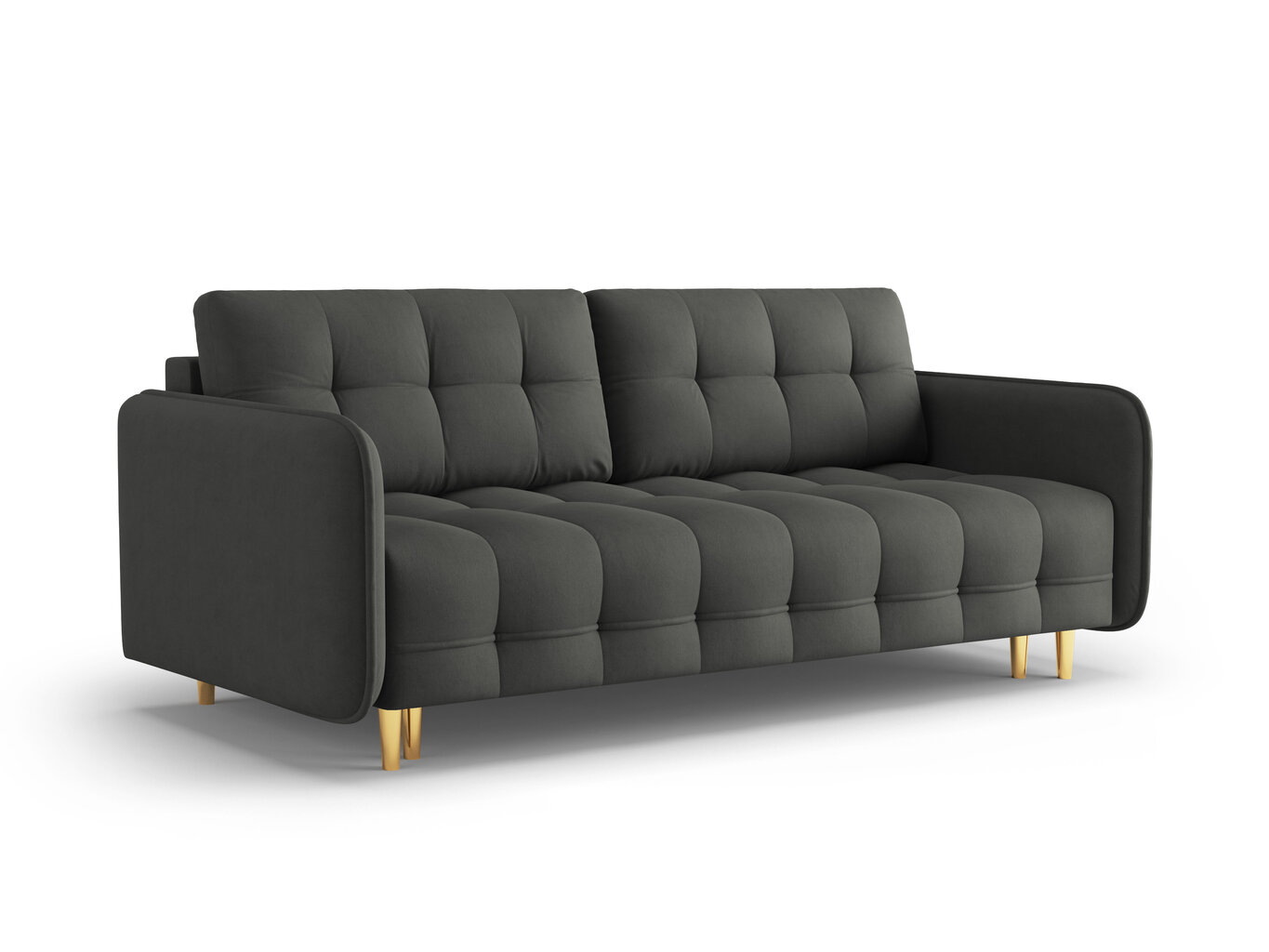 Trīsvietīgs dīvāns Micadoni Home Scaleta, tumši pelēks/zeltainas krāsas cena un informācija | Dīvāni | 220.lv