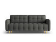 Trīsvietīgs dīvāns Micadoni Home Scaleta, tumši pelēks/zeltainas krāsas cena un informācija | Dīvāni | 220.lv
