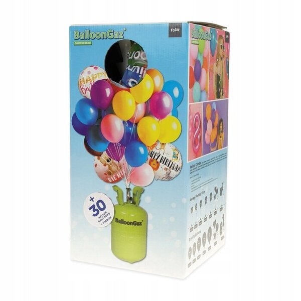 Hēlija gāzes balons 0,25 m³ ar 30 baloniem un lentītēm cena | 220.lv